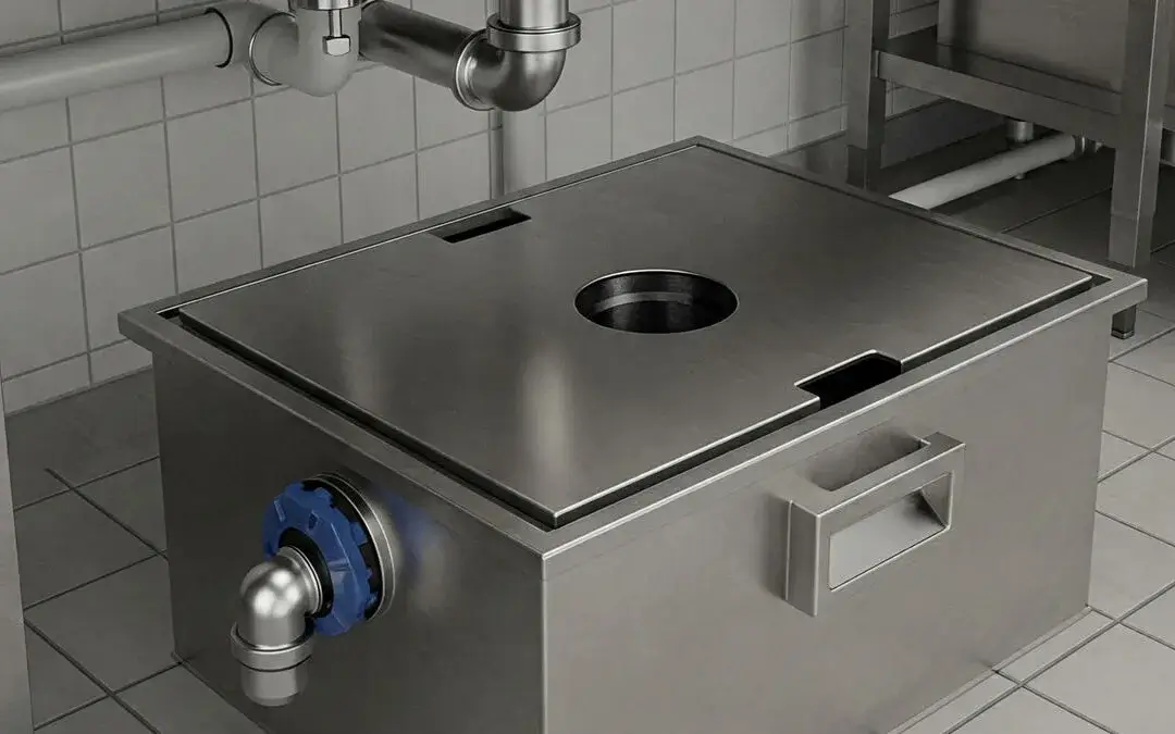 Trampa de grasa industrial en cocina profesional de restaurante en Guadalajara